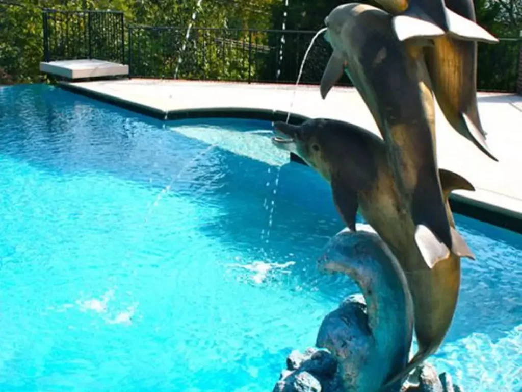 pool with dolphin fountain