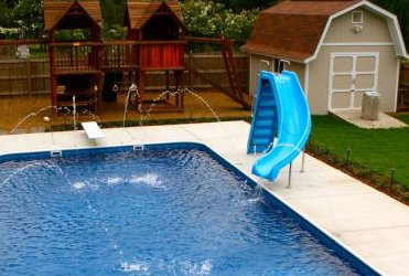 built in pool slide